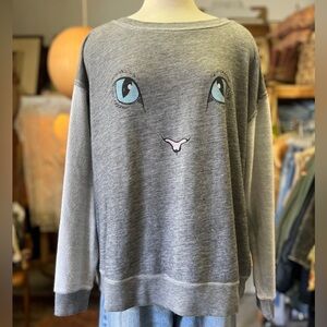 Wildfox Oversized Kitty Cat Kitten Sweatshirt L
